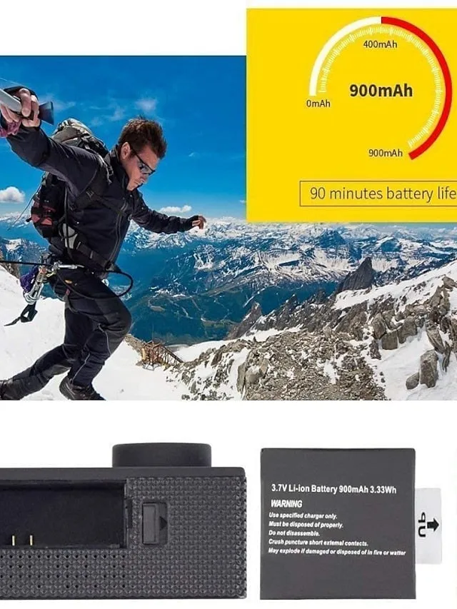 1080p 12MP Action Camera Full HD 2.0 Inch Screen 30 m 98 Foot Waterproof Sports Camera with Accessories Kits for Bicycle Motorcycle Diving Swimming etc