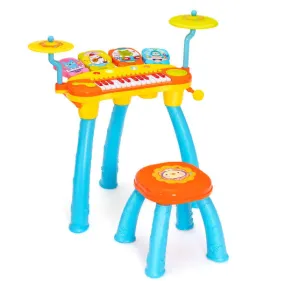 24-Key Piano Keyboard DJ Drum Combination with Microphone and MP3-Blue 24-Key Piano Keyboard DJ Drum Combination with Microphone and MP3-Blue