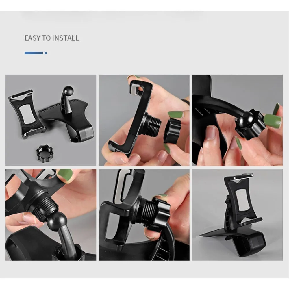 3 in 1 Car GPS Smartphone Holder: Dashboard / Visor Clamp   AC Grid Clip for BLU Studio 6.0 HD, D650a - Black
