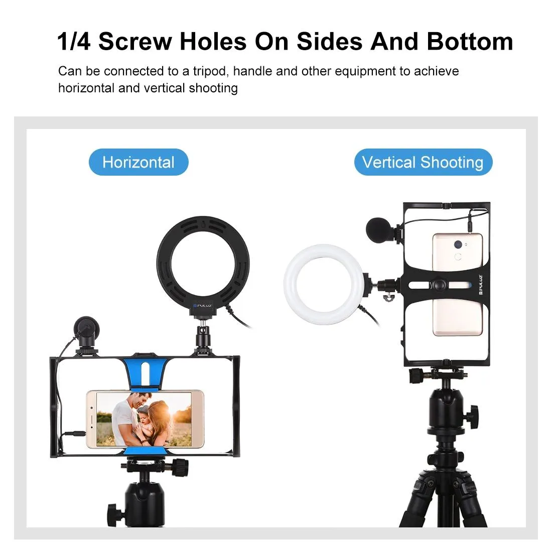 3-In-1 Vlogging Kit With Smartphone Rig Microphone And Led Ring Light