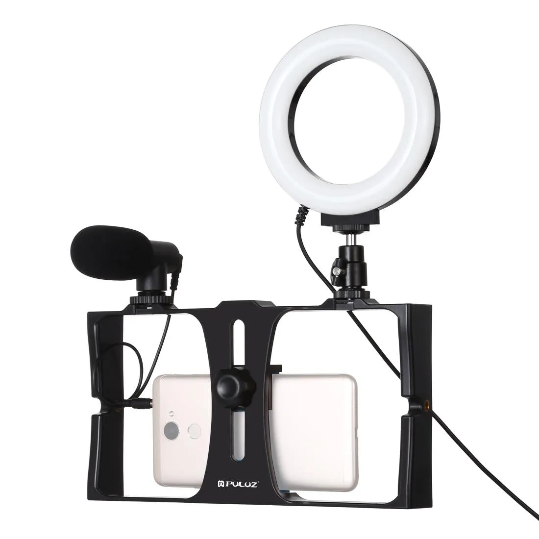 3-In-1 Vlogging Kit With Smartphone Rig Microphone And Led Ring Light