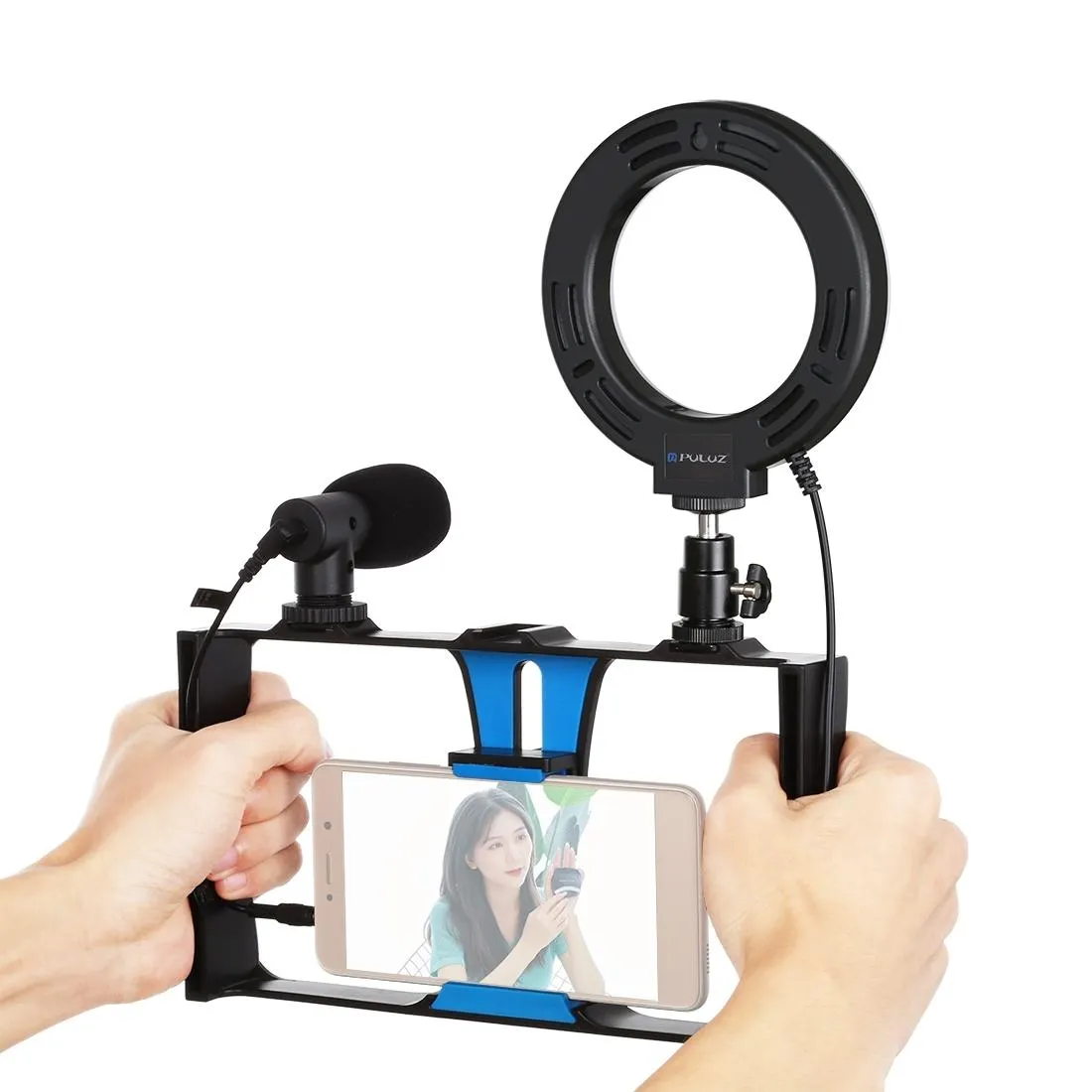 3-In-1 Vlogging Kit With Smartphone Rig Microphone And Led Ring Light