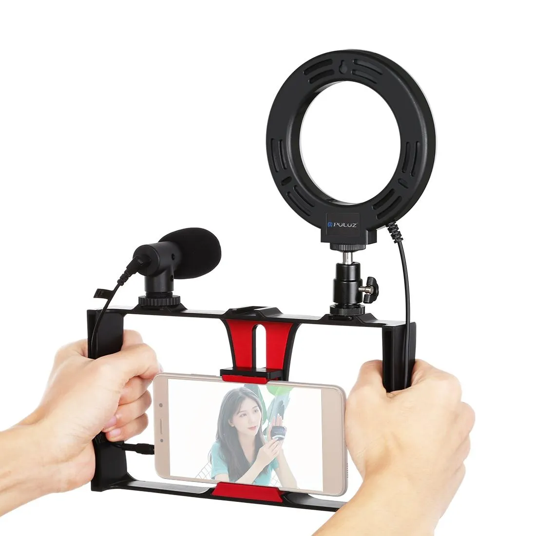 3-In-1 Vlogging Kit With Smartphone Rig Microphone And Led Ring Light