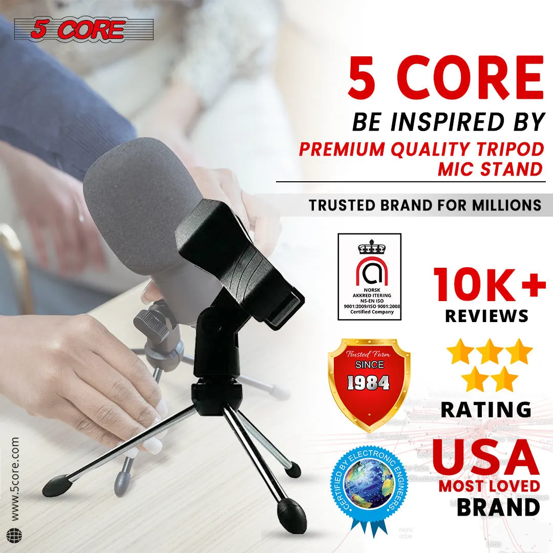 5 Core 2Pcs Adjustable Desktop Microphone Stand Mini Tripod Tabletop