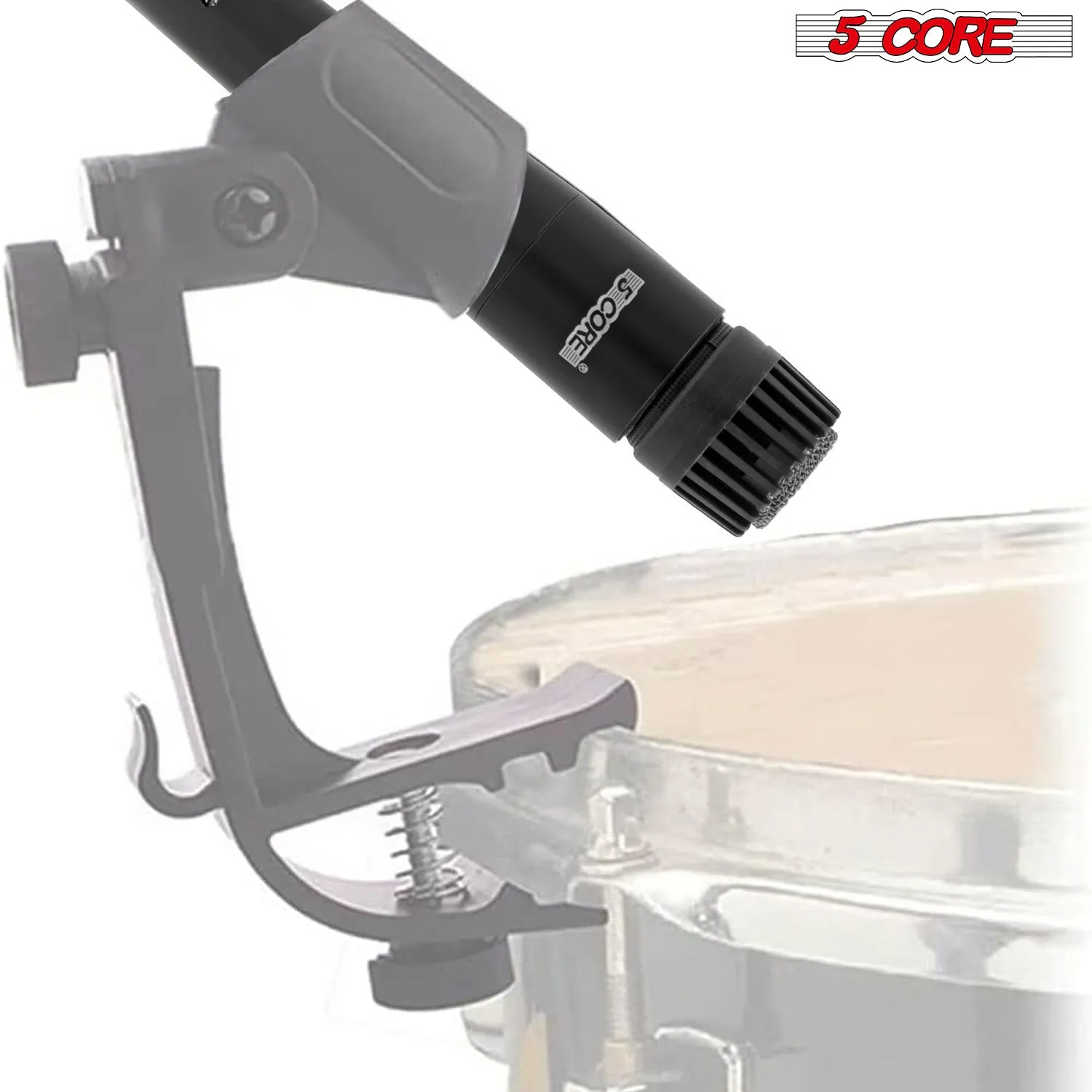 5 Core Drum Microphone Kit 9 Piece Full Metal Dynamic Wired Drums Mic Set for Drummers w Kick Bass Tom Snare   Carrying Silver Case Sponge Thread Holder for Vocal & Other Instrument - DM 9RND