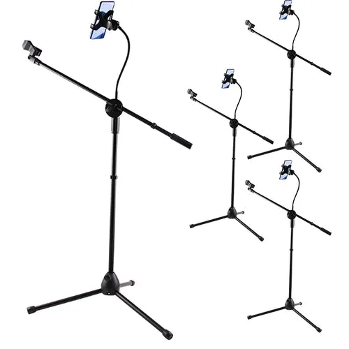 5 Core Mic Stand with Tablet and Phone Holder – Adjustable Gooseneck