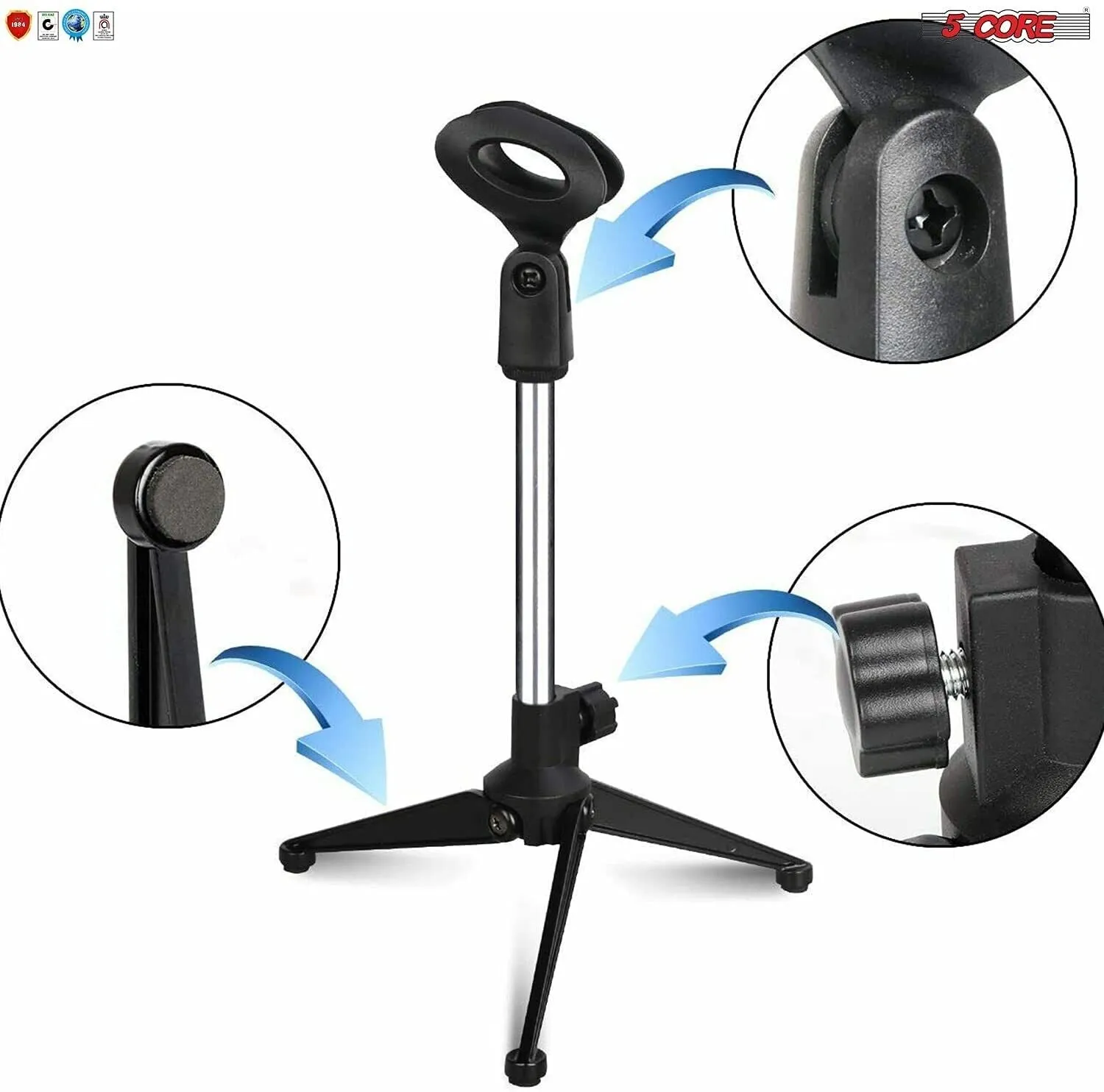 5 Core Premium Mini Microphone Stand Tripod Universal Adjustable Desk