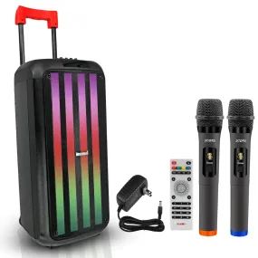 5Core Bluetooth Party Speaker 8 inch PA RGB Partybox Karaoke Machine   2 Wireless Mic