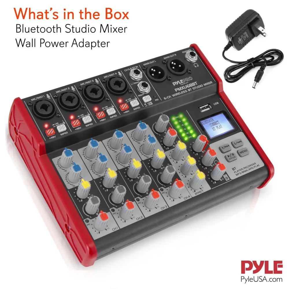 6-Ch. Bluetooth Studio Mixer - Pro Audio Digital Dj Audio Mixer Console ( 48V Phantom Power)