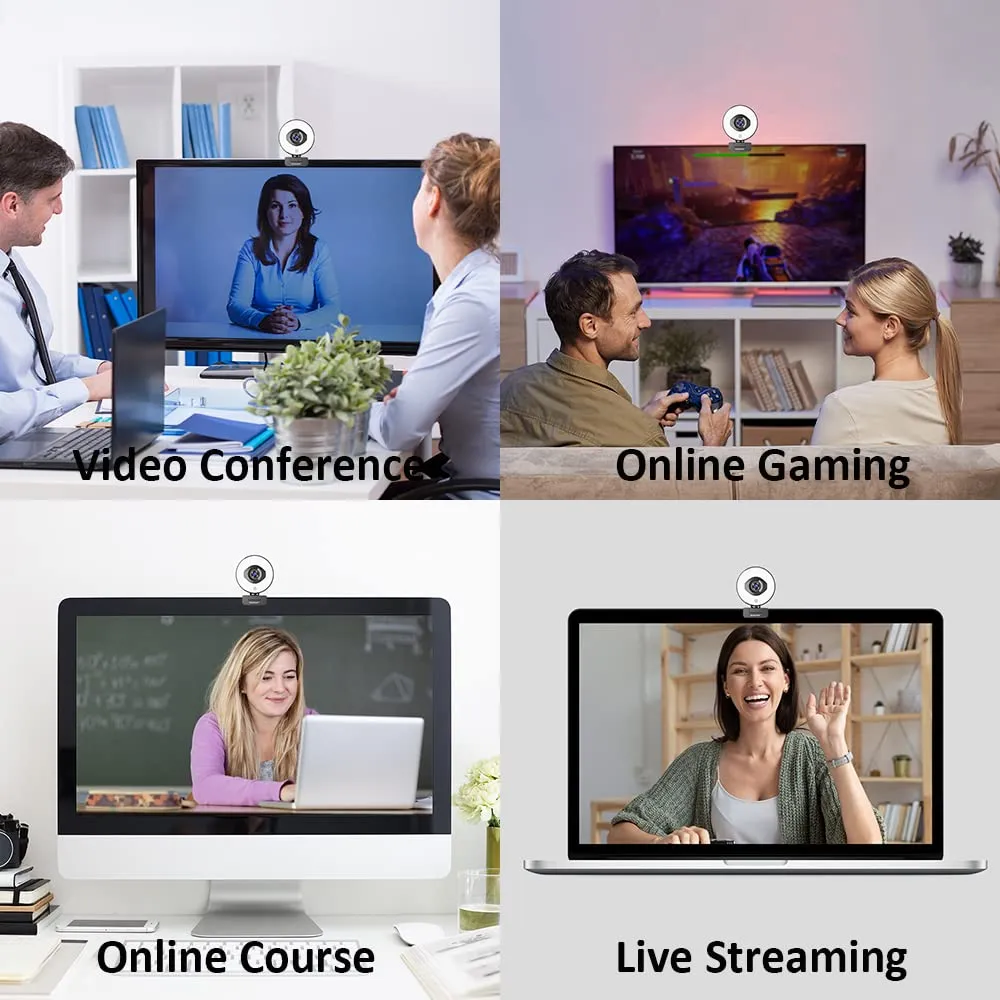 60fps 1080p Streaming Webcam with Ring Light, AUSDOM AF660 StreamCam with 75° Field of View, Fast AutoFocus USB Web Camera, Dual Mics, Tripod for Zoom Meeting Online Classes Twitch Skype Teams