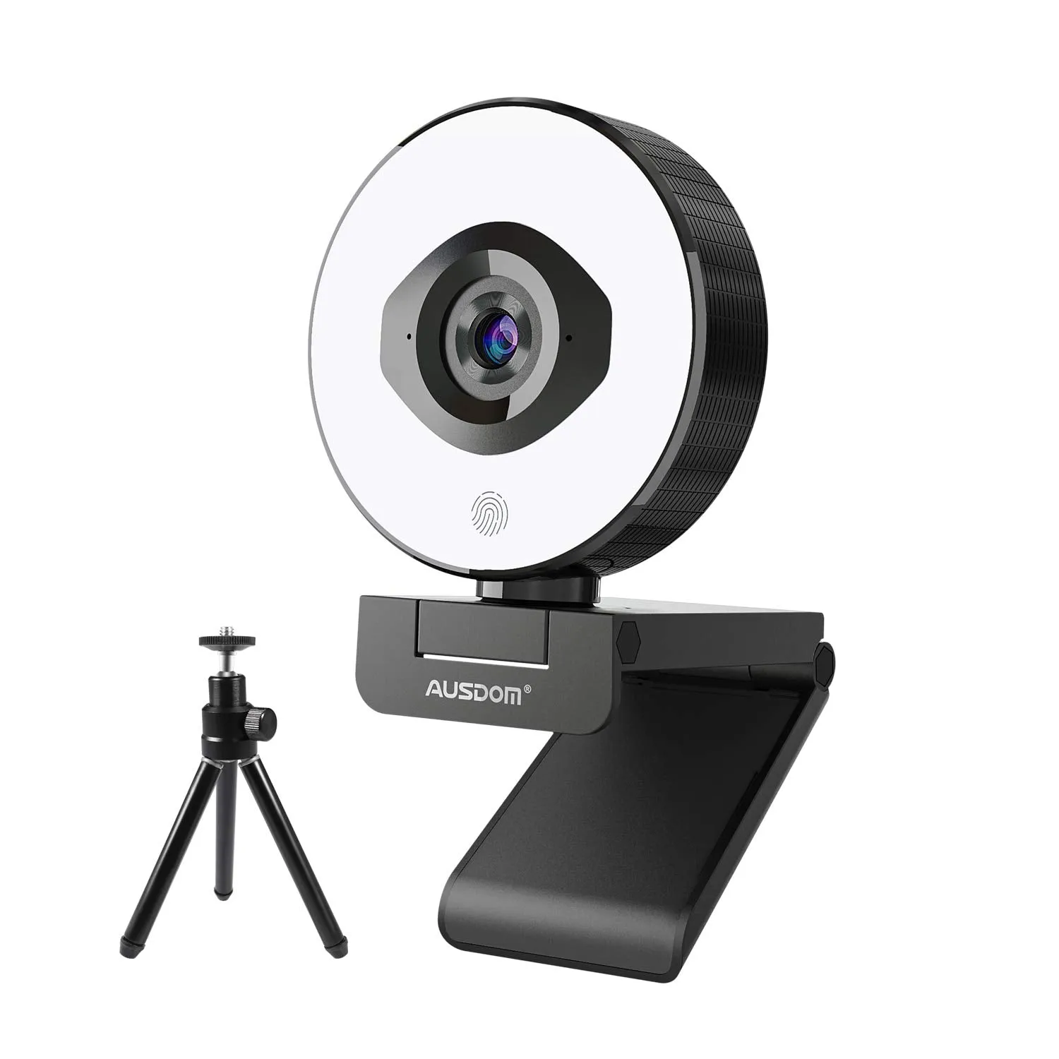 60fps 1080p Streaming Webcam with Ring Light, AUSDOM AF660 StreamCam with 75° Field of View, Fast AutoFocus USB Web Camera, Dual Mics, Tripod for Zoom Meeting Online Classes Twitch Skype Teams
