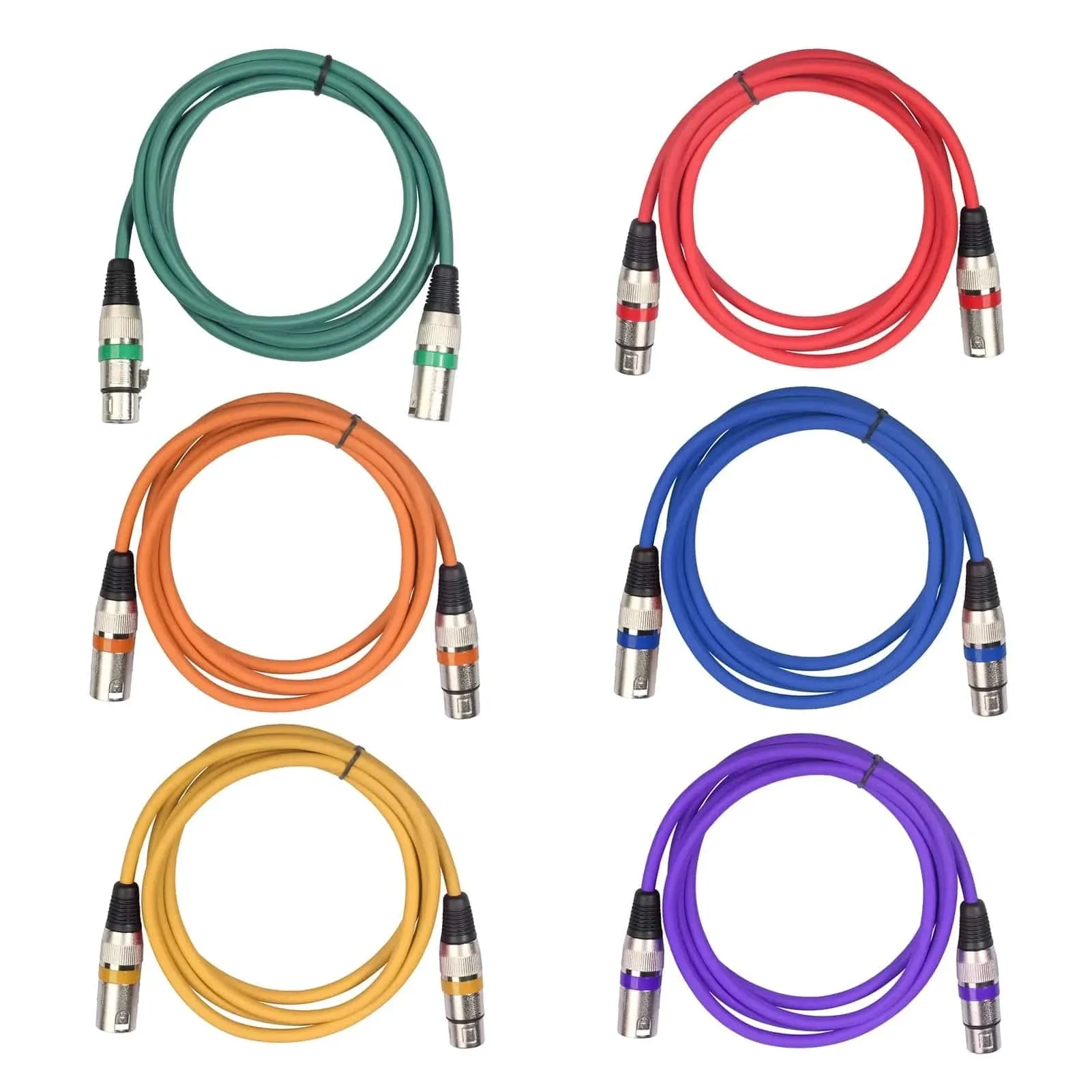 6pcs 1.5M/5ft XLR Cable DMX Stage Light Cable 3-Pin XLR Male to Female Plug Black PVC Jack for Microphone Mixer