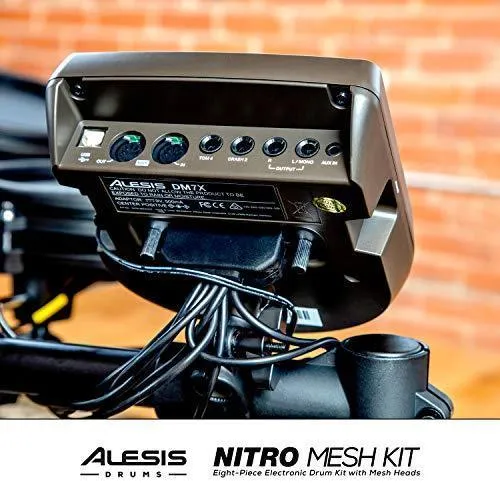 Alesis Drums Nitro Mesh Kit - Eight Piece All Mesh Electronic Drum Kit With Super Solid Aluminum Rack, 385 Sounds, 60 Play Along Tracks, Connection Cables, Drum Sticks & Drum Key Included