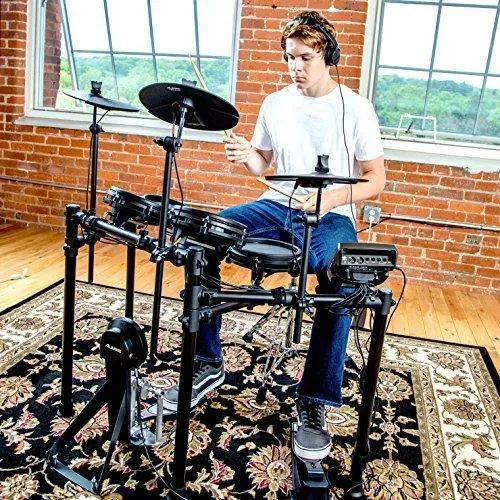 Alesis Drums Nitro Mesh Kit - Eight Piece All Mesh Electronic Drum Kit With Super Solid Aluminum Rack, 385 Sounds, 60 Play Along Tracks, Connection Cables, Drum Sticks & Drum Key Included