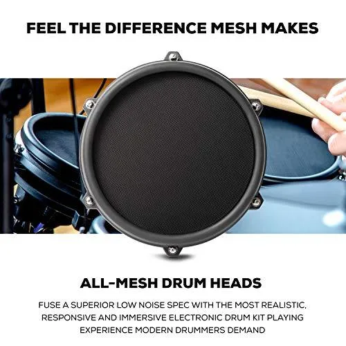 Alesis Drums Nitro Mesh Kit - Eight Piece All Mesh Electronic Drum Kit With Super Solid Aluminum Rack, 385 Sounds, 60 Play Along Tracks, Connection Cables, Drum Sticks & Drum Key Included