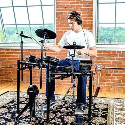 Alesis Drums Nitro Mesh Kit - Eight Piece All Mesh Electronic Drum Kit With Super Solid Aluminum Rack, 385 Sounds, 60 Play Along Tracks, Connection Cables, Drum Sticks & Drum Key Included