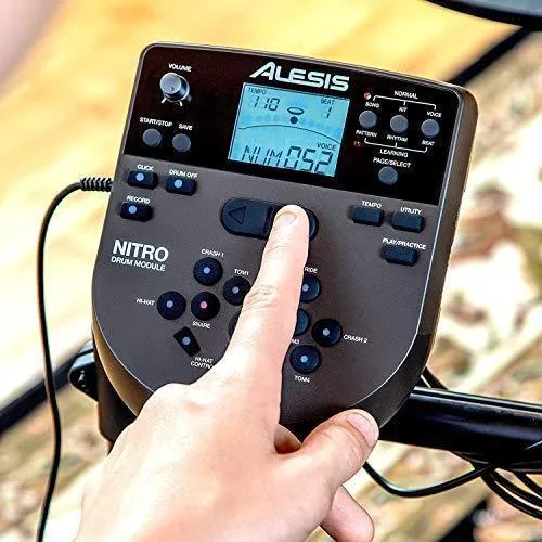 Alesis Drums Nitro Mesh Kit - Eight Piece All Mesh Electronic Drum Kit With Super Solid Aluminum Rack, 385 Sounds, 60 Play Along Tracks, Connection Cables, Drum Sticks & Drum Key Included