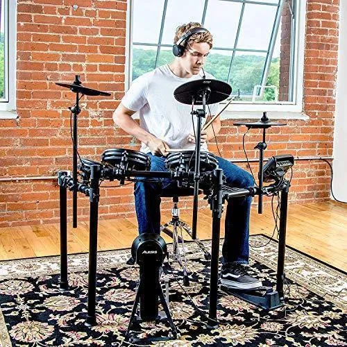 Alesis Drums Nitro Mesh Kit - Eight Piece All Mesh Electronic Drum Kit With Super Solid Aluminum Rack, 385 Sounds, 60 Play Along Tracks, Connection Cables, Drum Sticks & Drum Key Included