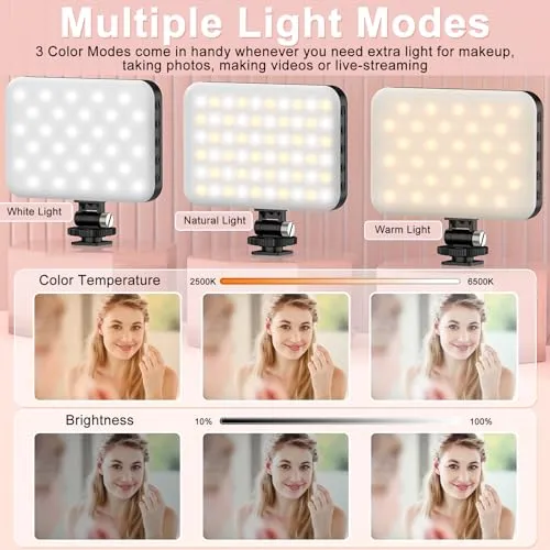 ALTSON 2-Pack 60 LED Selfie Light Portable Clip for Phone Fill Light Rechargeable 2200mAh Clip on Light, CRI 97 , 3 Light Modes Camera Lighting for Phone, iPhone, Webcam, TikTok, Photo, Makeup
