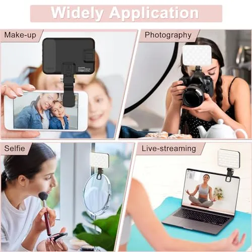 ALTSON 2-Pack 60 LED Selfie Light Portable Clip for Phone Fill Light Rechargeable 2200mAh Clip on Light, CRI 97 , 3 Light Modes Camera Lighting for Phone, iPhone, Webcam, TikTok, Photo, Makeup