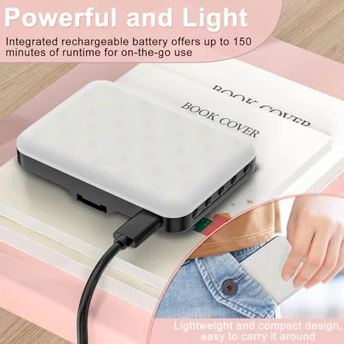ALTSON 2-Pack 60 LED Selfie Light Portable Clip for Phone Fill Light Rechargeable 2200mAh Clip on Light, CRI 97 , 3 Light Modes Camera Lighting for Phone, iPhone, Webcam, TikTok, Photo, Makeup