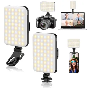 ALTSON 2-Pack 60 LED Selfie Light Portable Clip for Phone Fill Light Rechargeable 2200mAh Clip on Light, CRI 97 , 3 Light Modes Camera Lighting for Phone, iPhone, Webcam, TikTok, Photo, Makeup