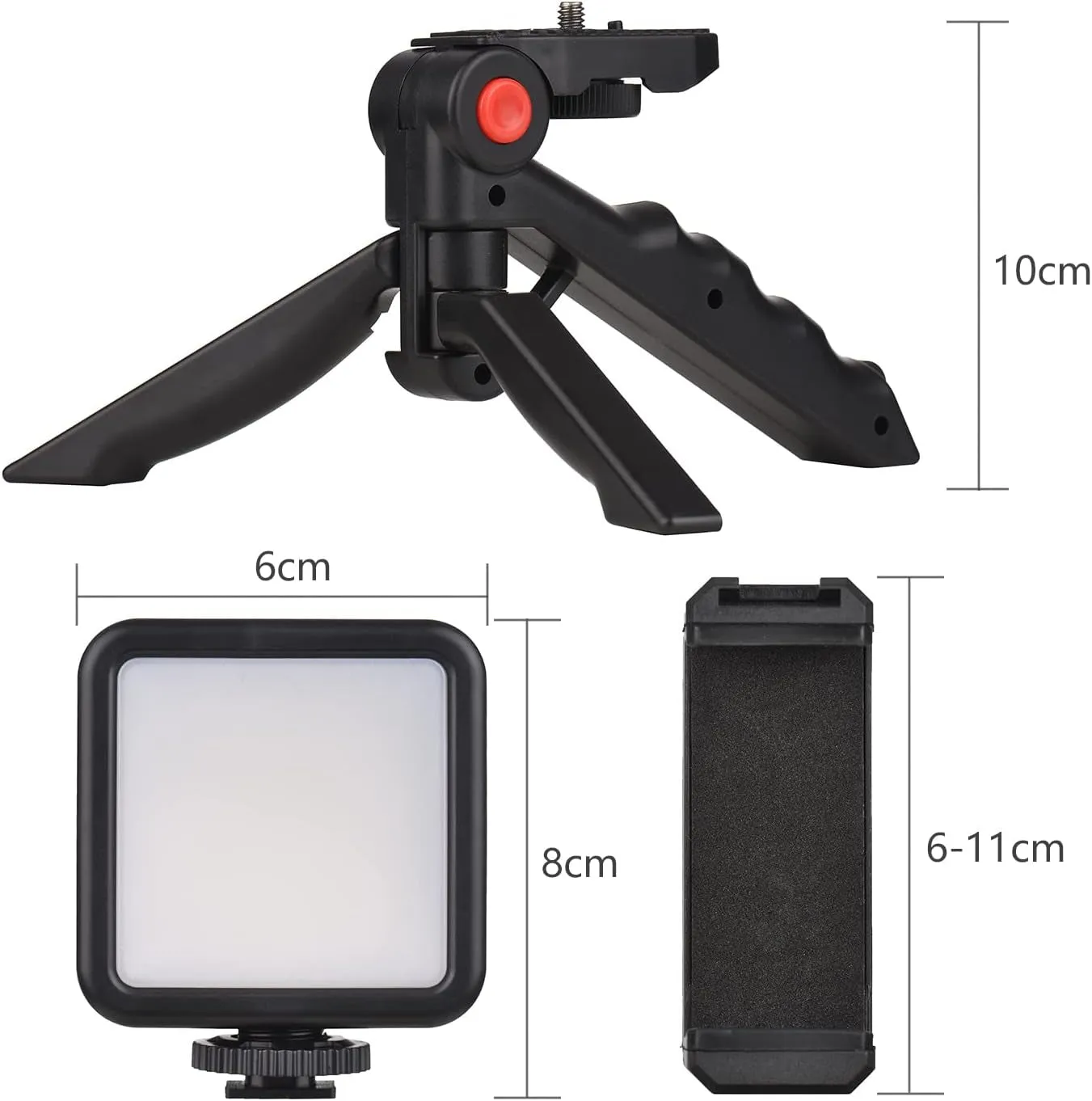 Andoer Smartphone Vlog Kit Mini LED Video Light   Cardioid Microphone   Extendable Phone Clip   Tripod with Adjustable Brightness for Live Stream Vlog Video Shooting Video Conference Selfie