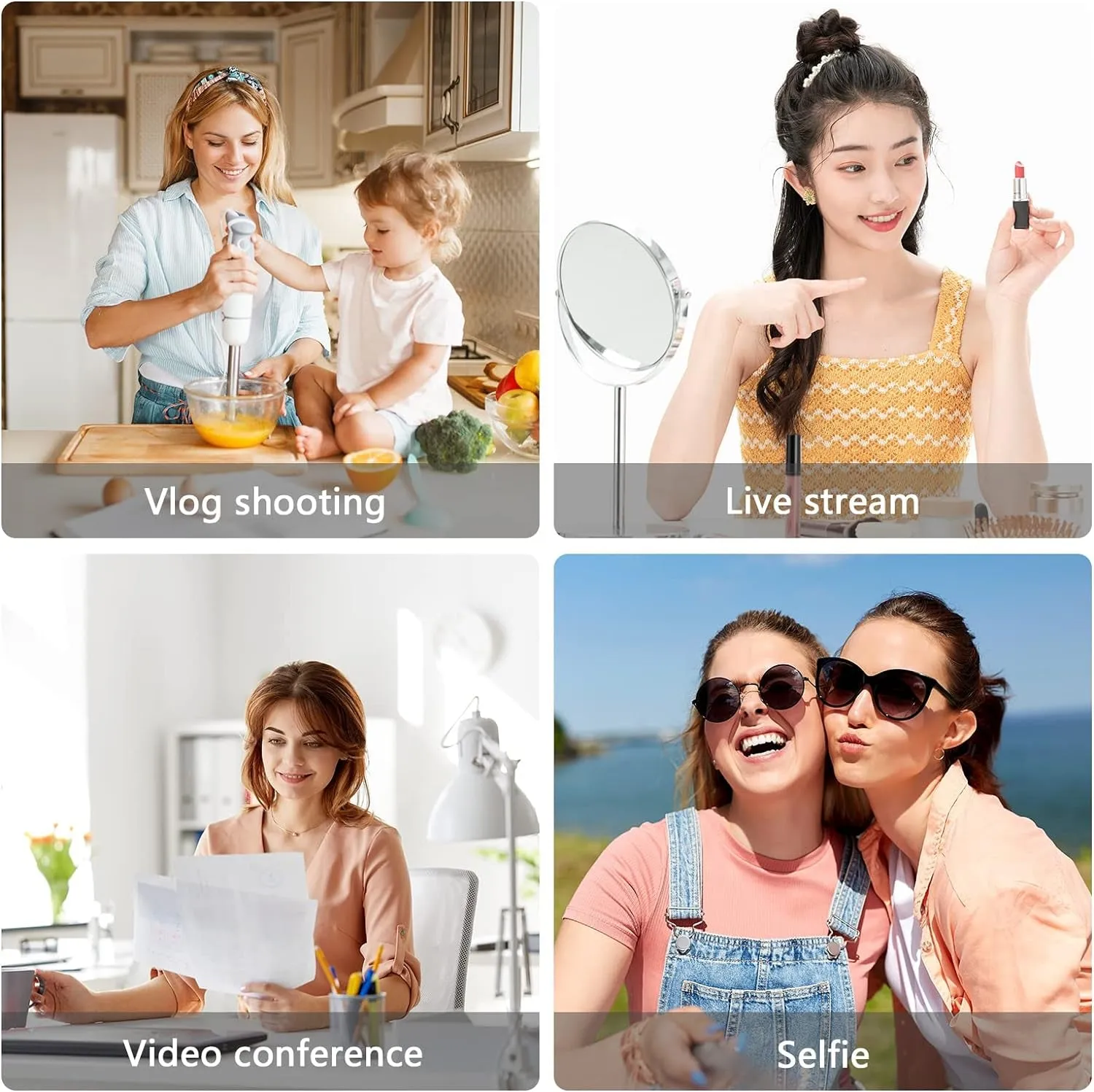 Andoer Smartphone Vlog Kit Mini LED Video Light   Cardioid Microphone   Extendable Phone Clip   Tripod with Adjustable Brightness for Live Stream Vlog Video Shooting Video Conference Selfie