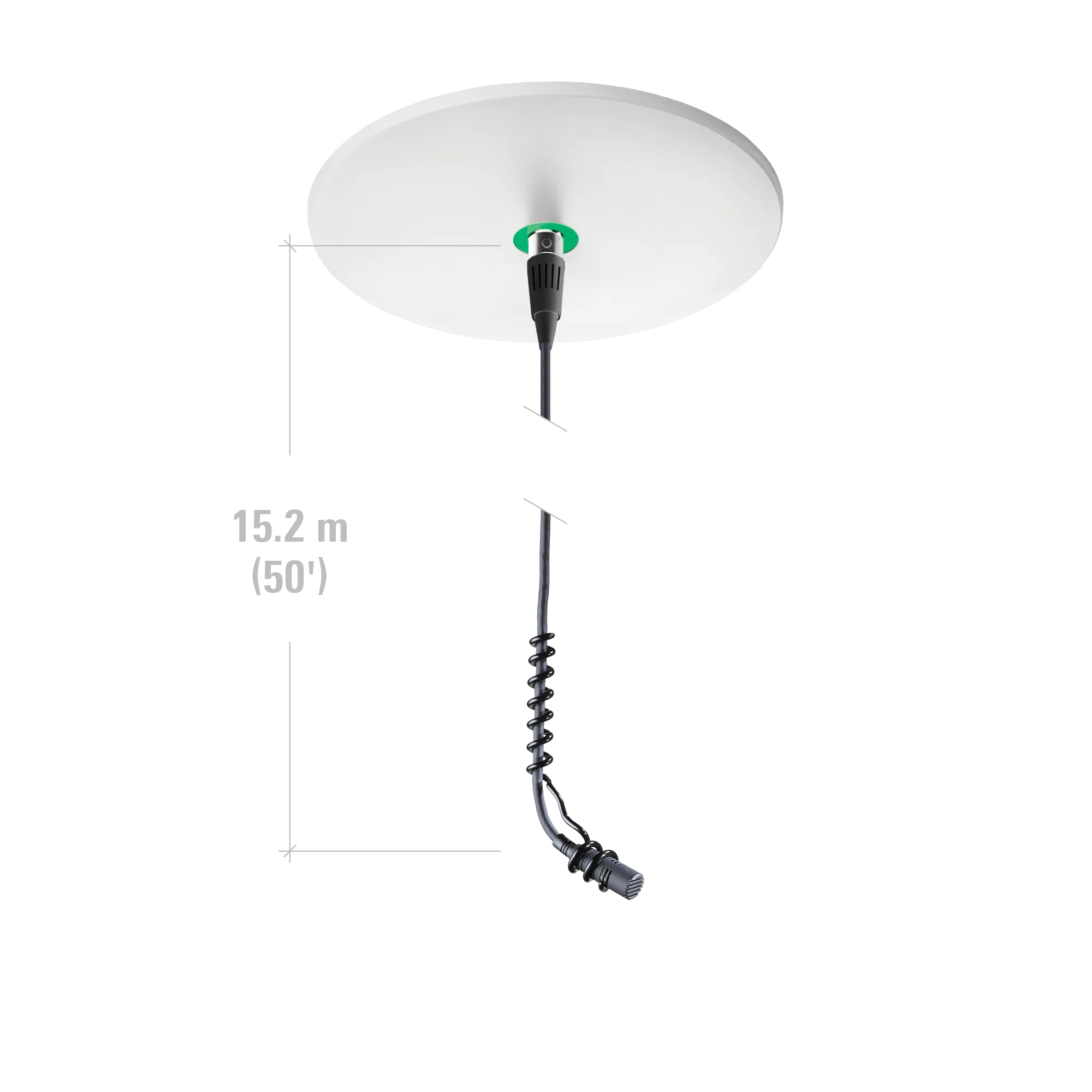 Audio-Technica ATND933AH Cardioid Condenser Hanging Microphone w/ Dante™ Network Output Power Module - Hypercardioid Polar Pattern, 100°
