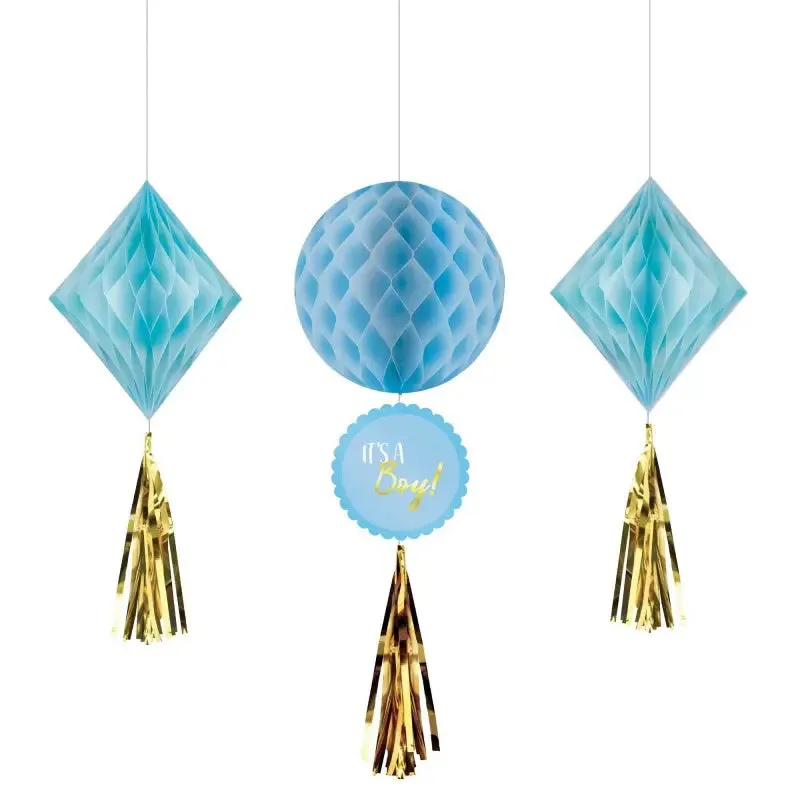 Baby Shower Boy Honeycomb Decorations