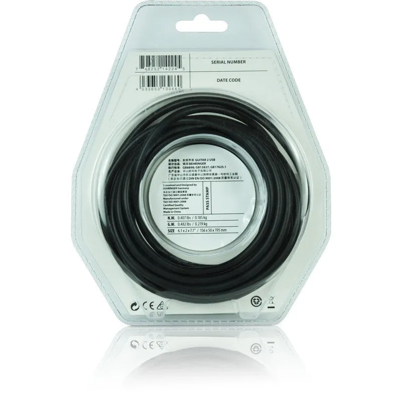 Behringer GUITAR 2 USB Guitar to USB Interface Cable