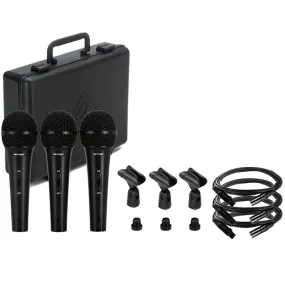 Behringer XM1800S Dynamic Vocal & Instrument Mic  (3-pack)   3x 8mm XLR Microphone 10ft Cable