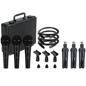 Behringer XM1800S Dynamic Vocal & Instrument Microphone (3-pack)   3x Pig Hog 8mm XLR Microphone Cable   Tabletop Tripod