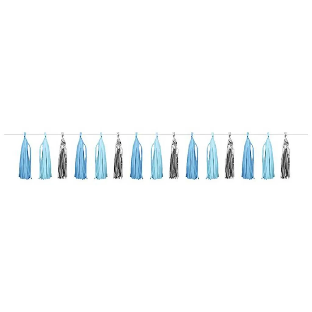 Blue and Silver Celebration Tassel Garland