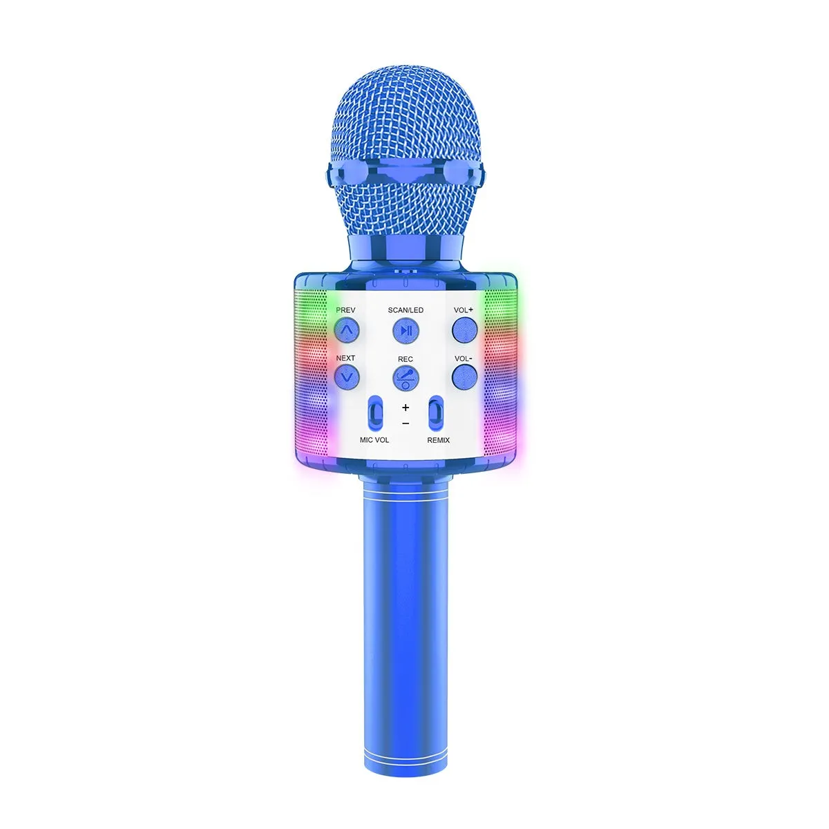 Blue Wireless Karaoke Microphone with LED Lights, 1 Count