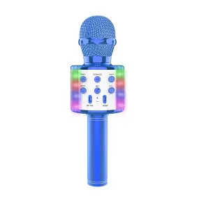 Blue Wireless Karaoke Microphone with LED Lights, 1 Count