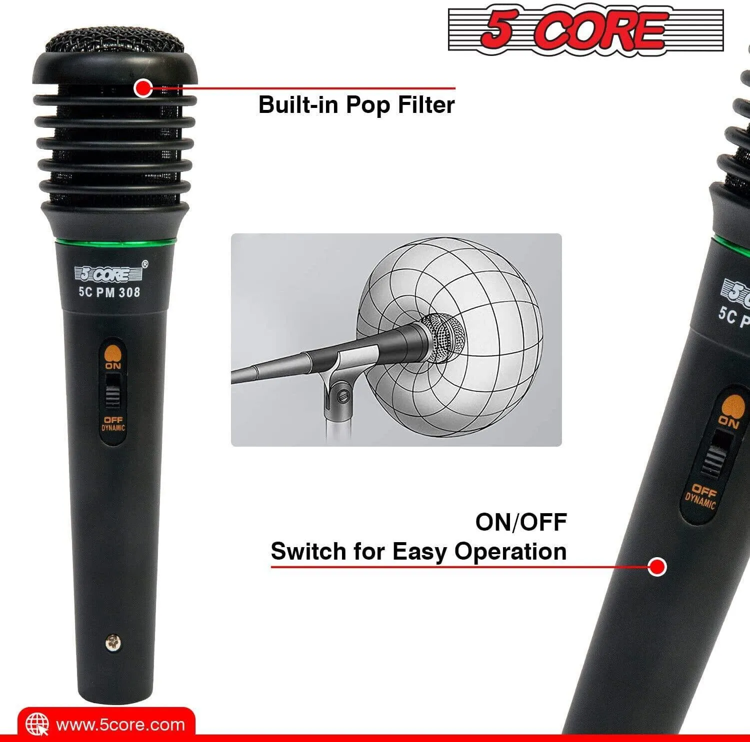 Cardioid Microphone with 12ft XLR Connector 308P