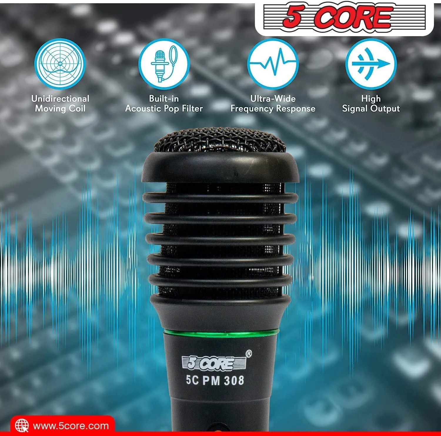 Cardioid Microphone with 12ft XLR Connector 308P