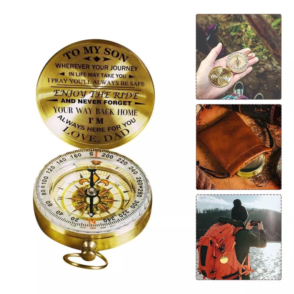 Dad To Son - Enjoy The Ride - Compass Lettering Multi-Function Compass