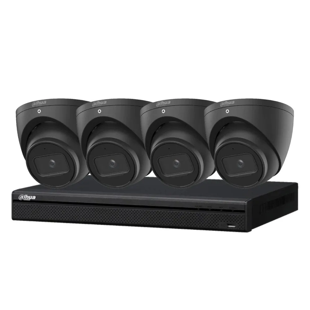 Dahua 5 MP   4 Channels Kit: 4 x Starlight IP Turret Cameras, NVR, Black, NYS-K5044B-2TB