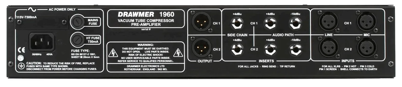 Drawmer 1960 2U-Dual Vacuum Tube Compressor/Mic Pre-Amp