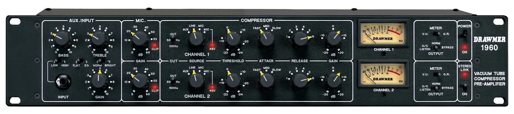 Drawmer 1960 2U-Dual Vacuum Tube Compressor/Mic Pre-Amp