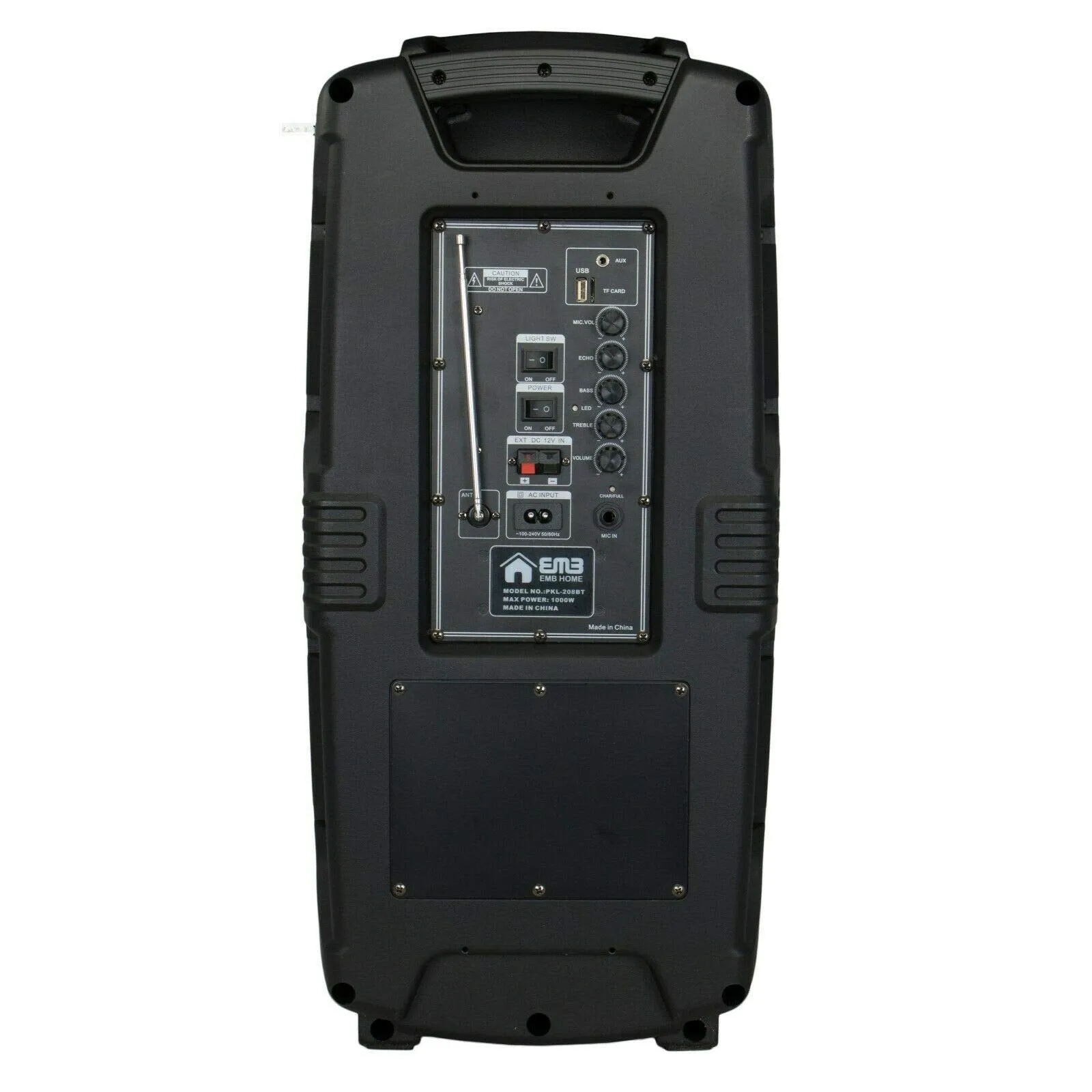 EMB PKL208BT 1000 Watt Rechargeable DJ PA Speaker w/MIC, USB, SD, Bluetooth