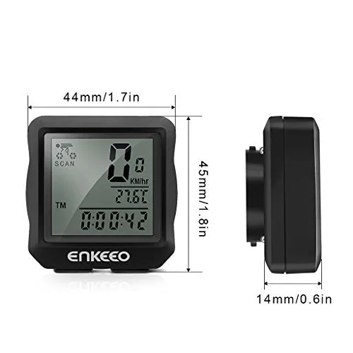 Enkeeo Wired Bike Computer Bicycle Speedometer Bike Odometer with Backlit Display, Current/AVS/MAX Speed Tracking, Auto ON/OFF, Stopwatch Multifunction for Cyling