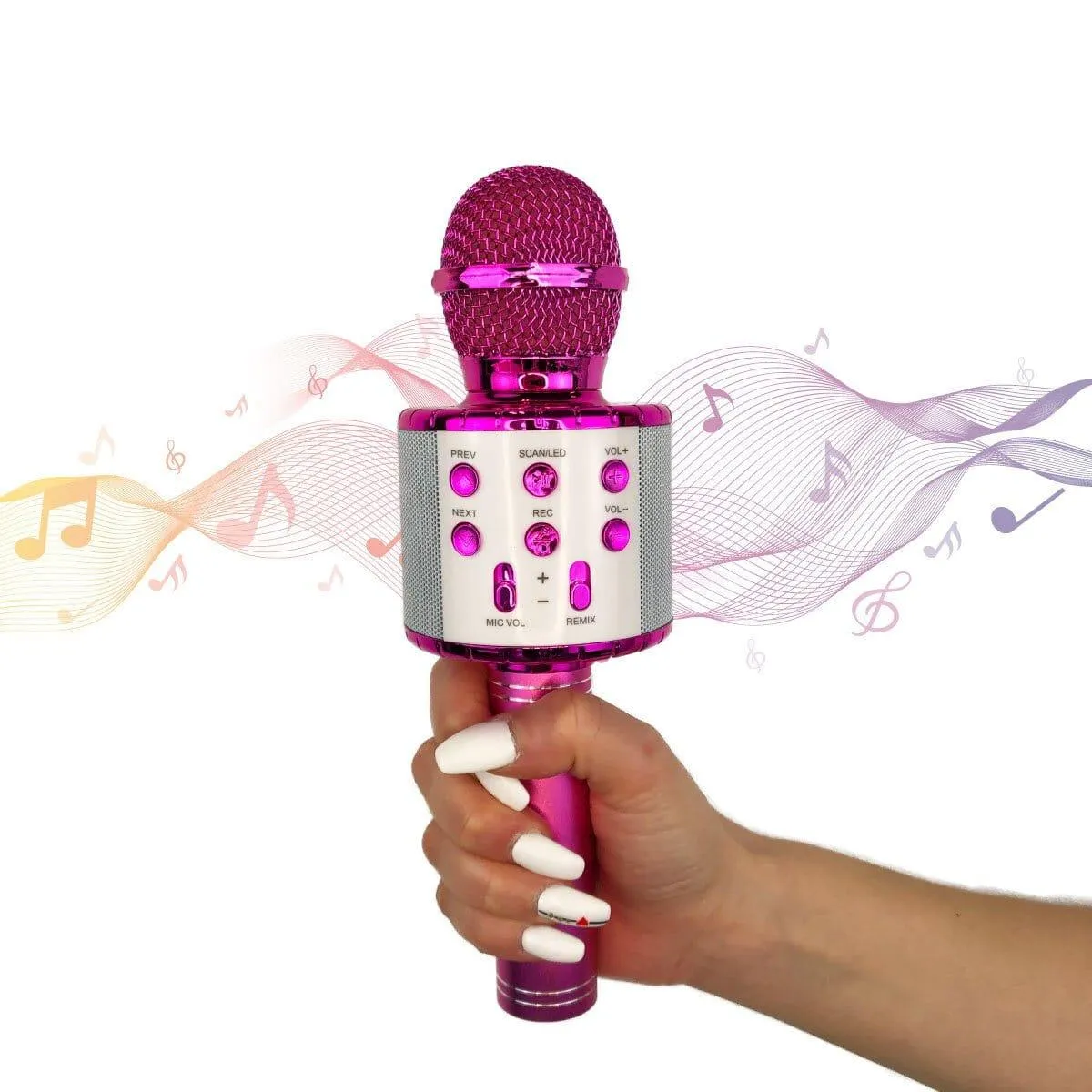 Fuchsia Wireless Karaoke Microphone with LED Lights