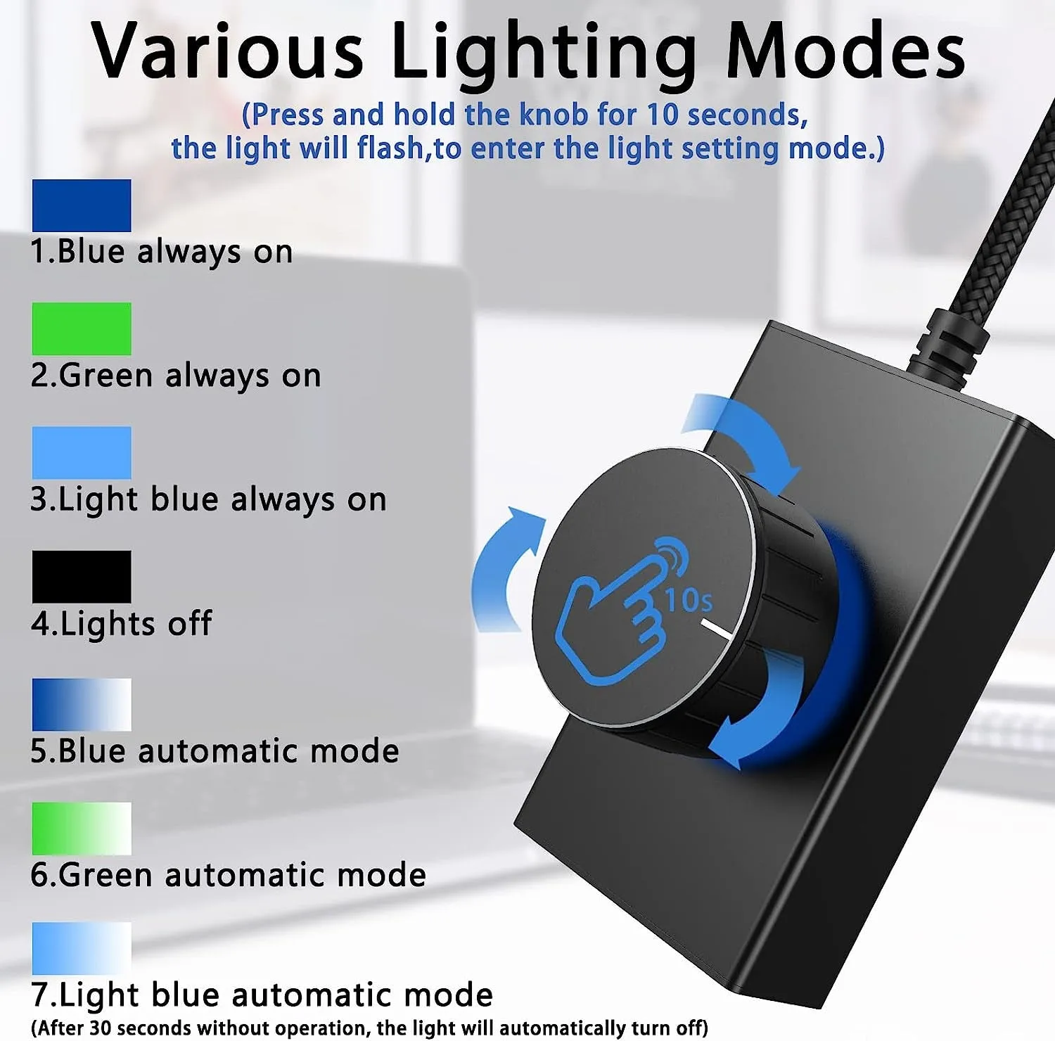 Geekria USB Volume Adjustment Knob with Rotate Volume Adjustment & One Key Mute Function, Pc/Phone Audio Remote Volume Control Adapter Support Win 7, 8, 10, Vista, MAC, Android (5FT / 1.5M Cord)