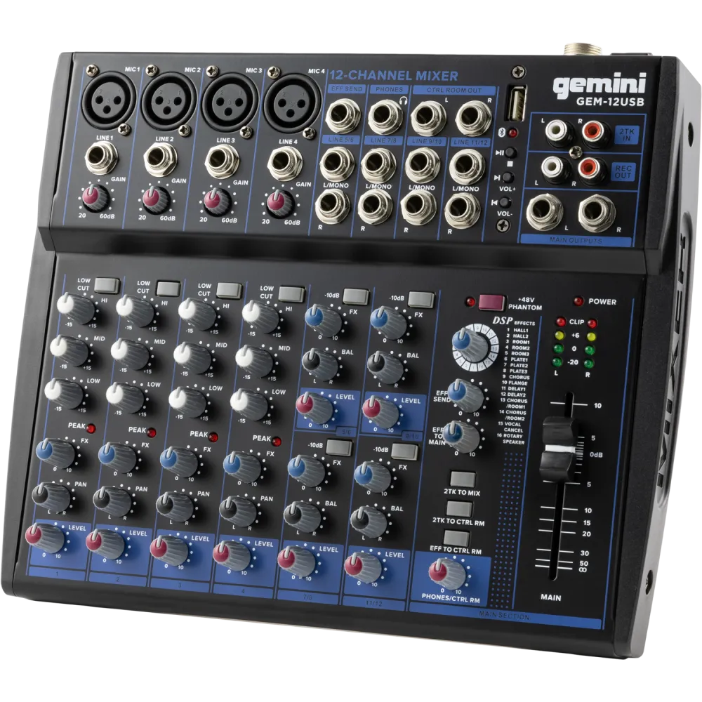 Gemini Compact 12 Channel USB and Bluetooth Mixer