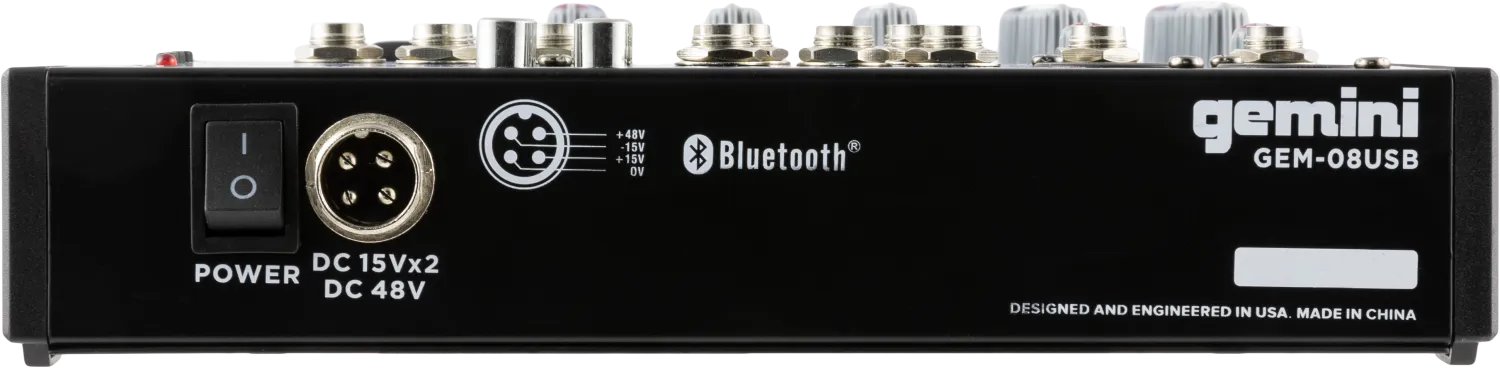 Gemini Compact 8 Channel USB and Bluetooth Mixer