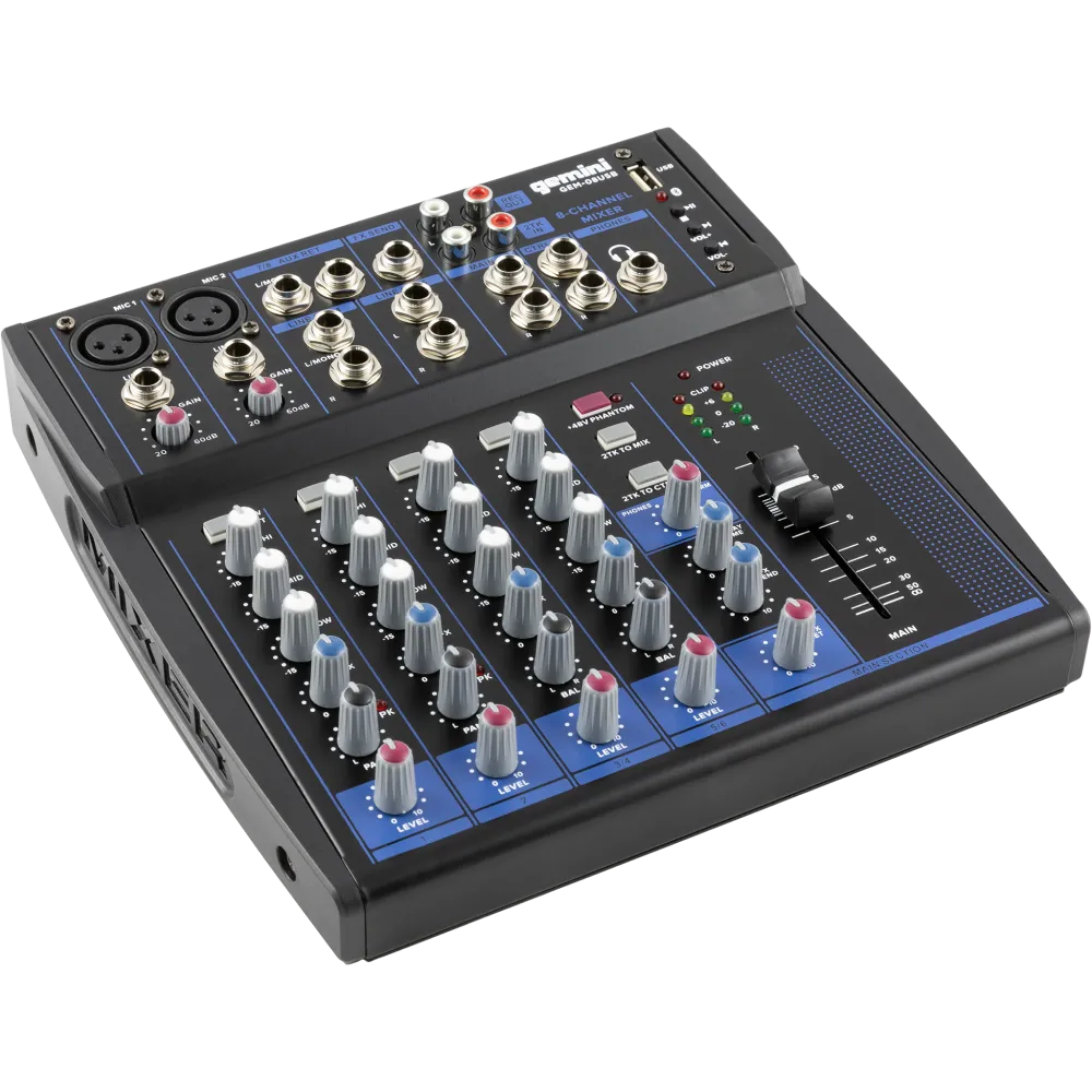 Gemini Compact 8 Channel USB and Bluetooth Mixer