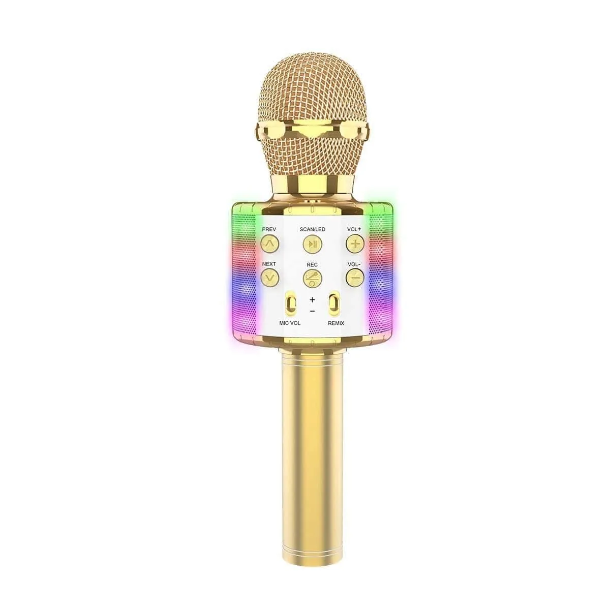 Gold Wireless Karaoke Microphone with LED Lights